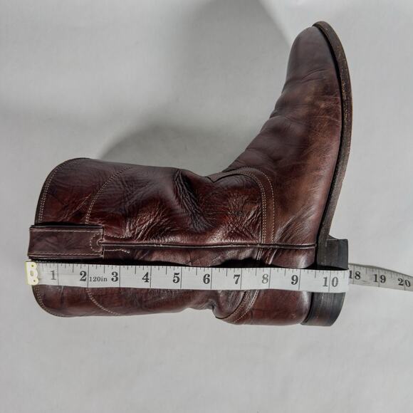 Justin 3162 Deerlite Brown Roper Cowboy Boots 9.5 EE Marbled Mexico Leather main image 8